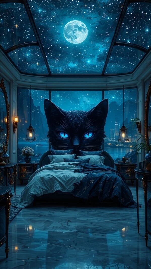 Modern black cat bedroom - Image 5