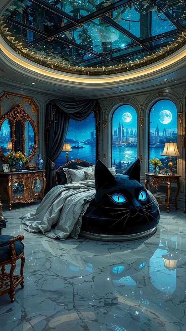Modern black cat bedroom - Image 2
