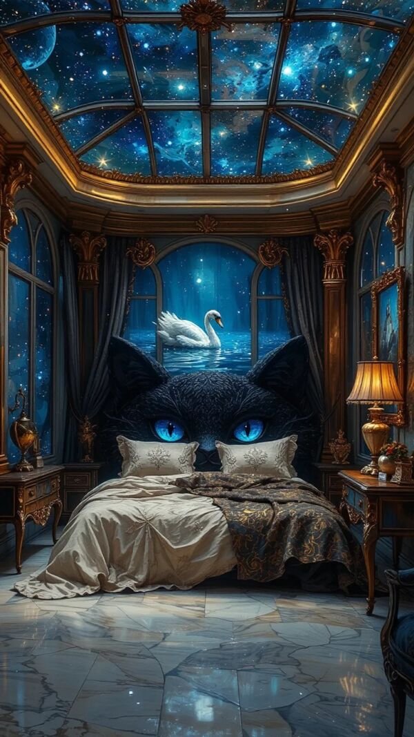 Modern black cat bedroom - Image 6
