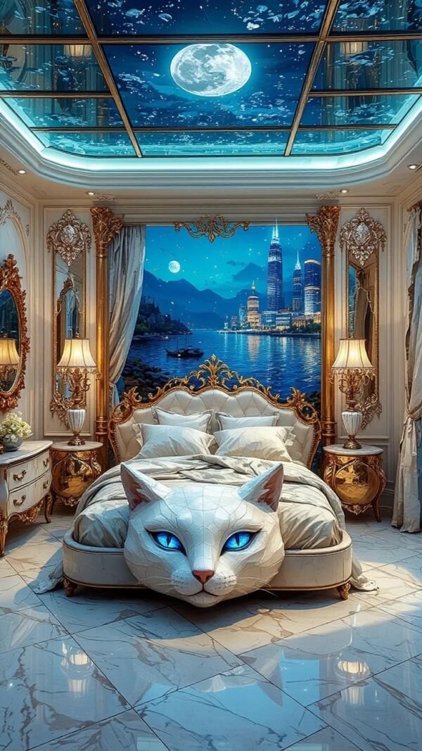 white cat bedroom - Image 5